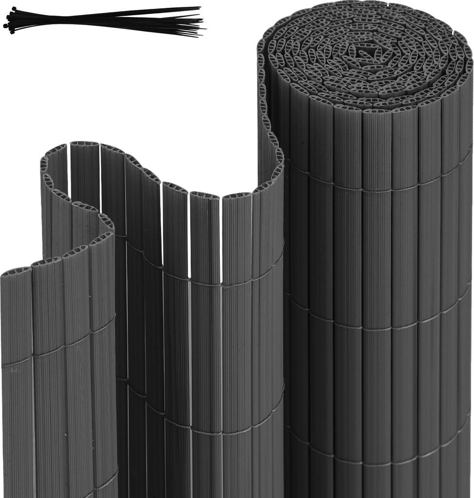 TolleTour Sichtschutzmatte PVC Sichtschutzzaun Windschutz fur Garten Balkon und Terrasse, Grau 1 x 3m