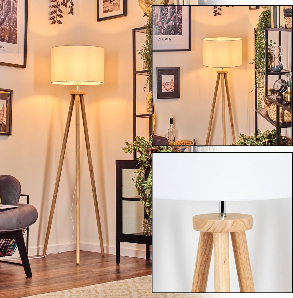 Tubione Stehlampe aus Holz/Metall im skandinavischen Design