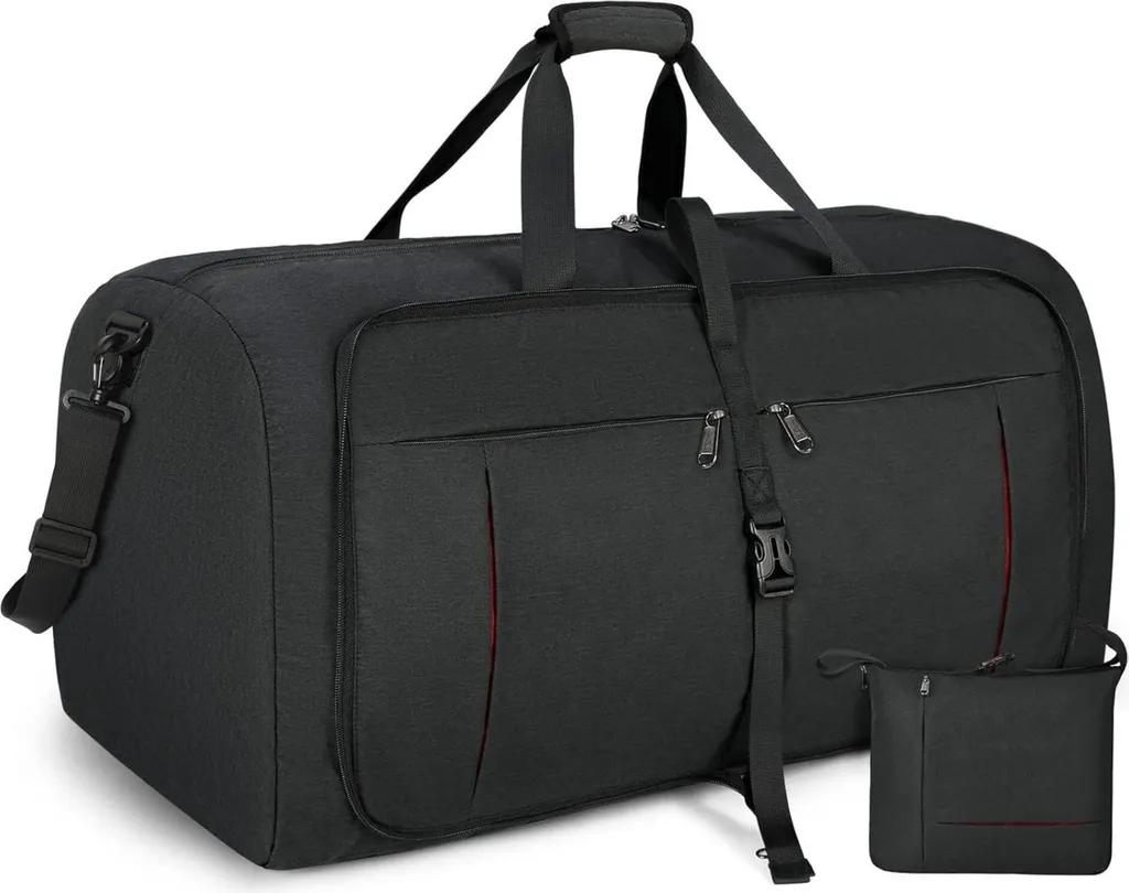 Borsone Sportivo 65L Nero - Borsa Palestra con Scomparto Scarpe