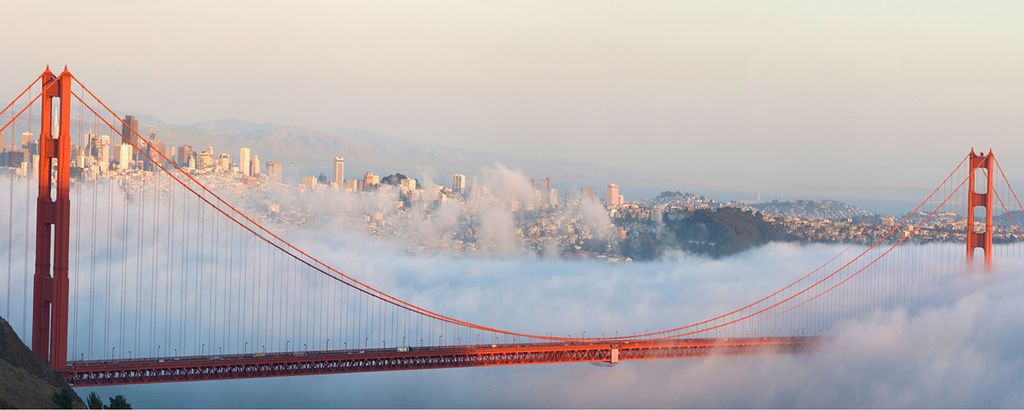 Tulup Leinwandbild - 125x50 cm - Wandkunst - Drucke auf Leinwand - Leinwanddruck - Sehenswürdigkeiten & Architektur - Rot - San Francisco Brücke