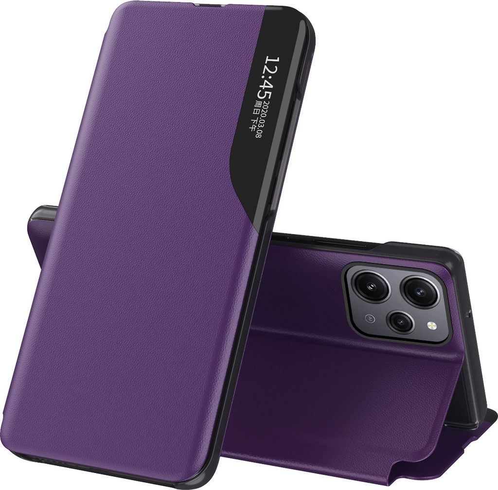 Dünn Flip Stand Cover Kunstleder Schutzhülle für Xiaomi Redmi 12 /Poco M6 Pro 5G Lila