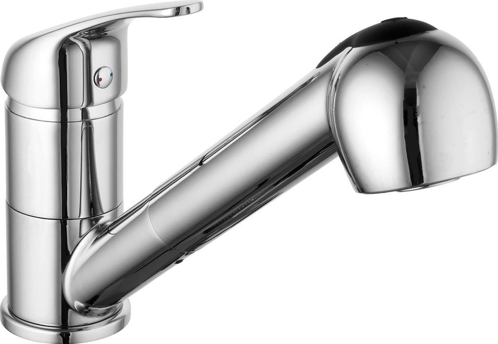 sanicomfort Küchenarmatur ROM Chrom – Spültischarmatur mit herausziehbarer Geschirrbrause & Einhebelmischer – Wasserhahn Küche 2 Strahlarten...