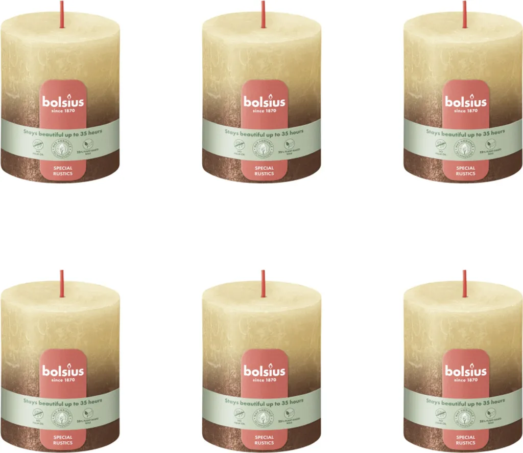 Lot 6 Bougies Déco Bolsius 80/68 mm pour Ambiance Chaleureuse et Chic