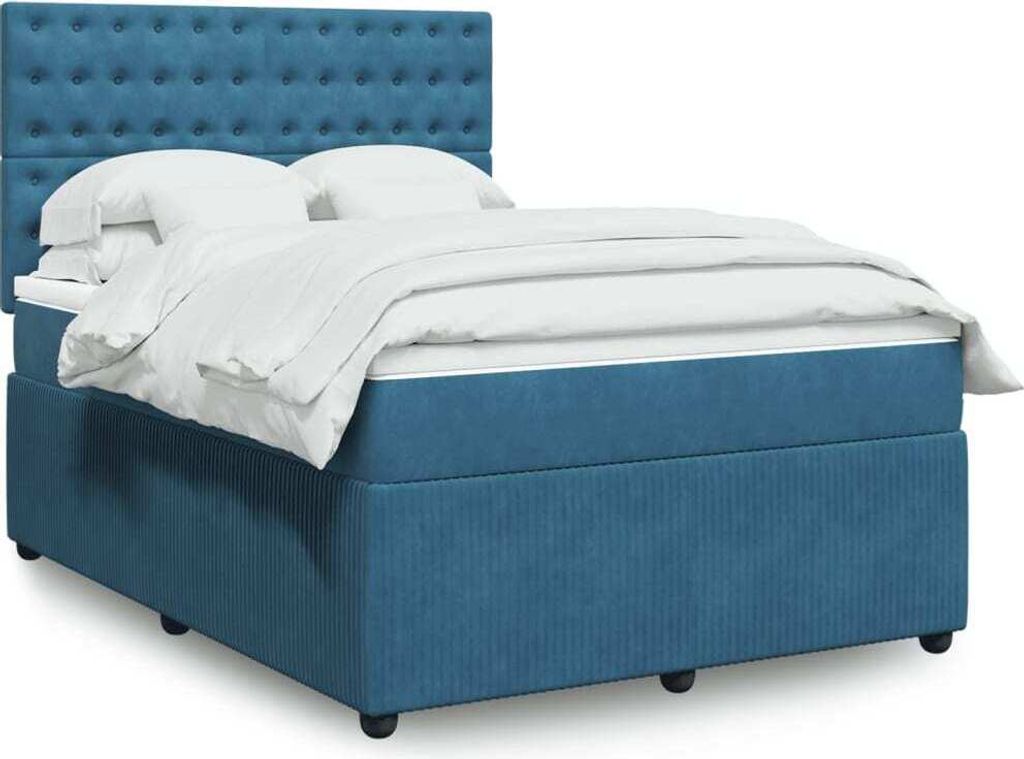 Maison Exclusive - Boxspringbett mit Matratze Blau 140x190 cm Samt