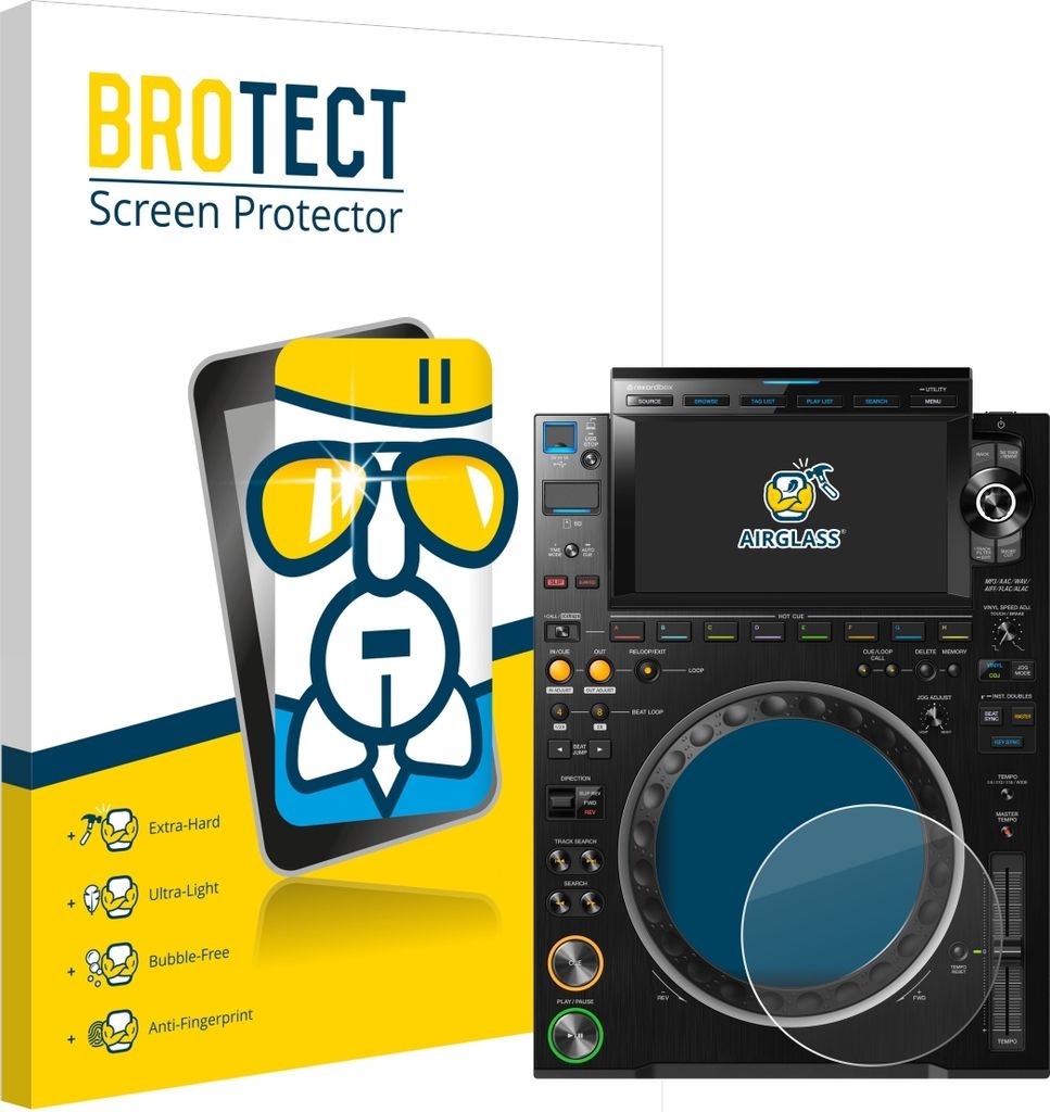 BROTECT Schutzglas für Pioneer CDJ 3000 (Kreis) Schutzfolie Panzer Folie Glas Display Schutz klar