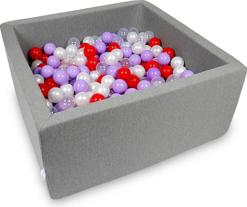 Bassin de séchage en mousse grise et ses 400 balles de jeu pastel