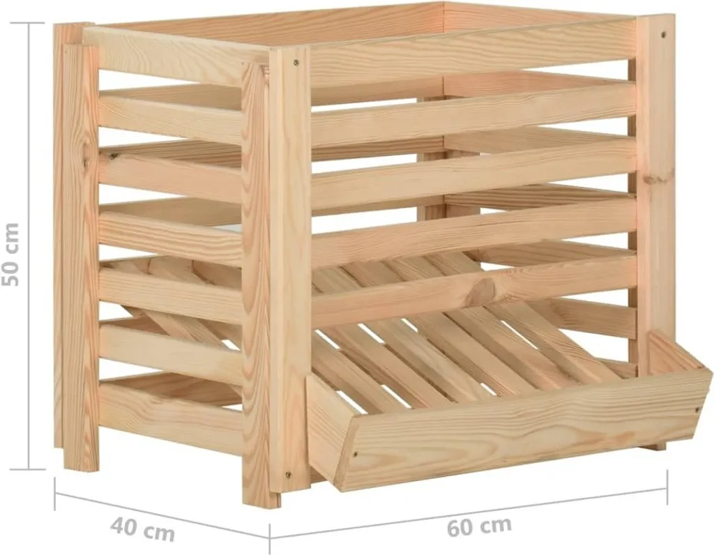 Caisse à pommes de terre aérée en pin massif 60cm structure robuste - 7