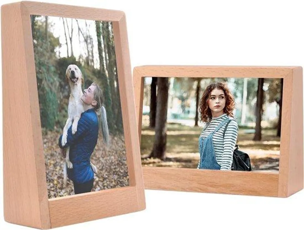 Petit cadre photo en bois et acrylique pour portrait miniature 4x6 cm