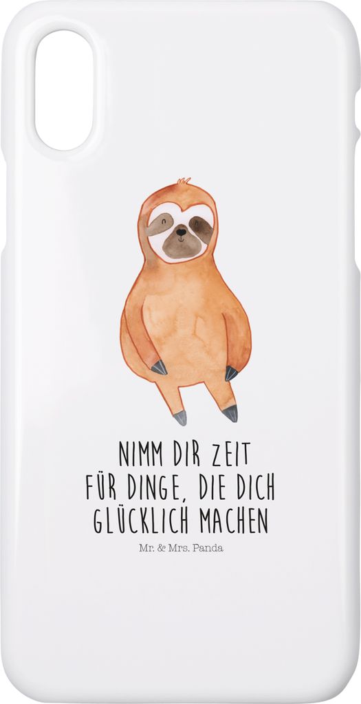 Mr. & Mrs. Panda Iphone 10 Handyhülle Faultier Zufrieden - Weiß - Geschenk, Cover, Gelassenheit, X, Glück, Frieden, Relaxen, Handy, Hülle