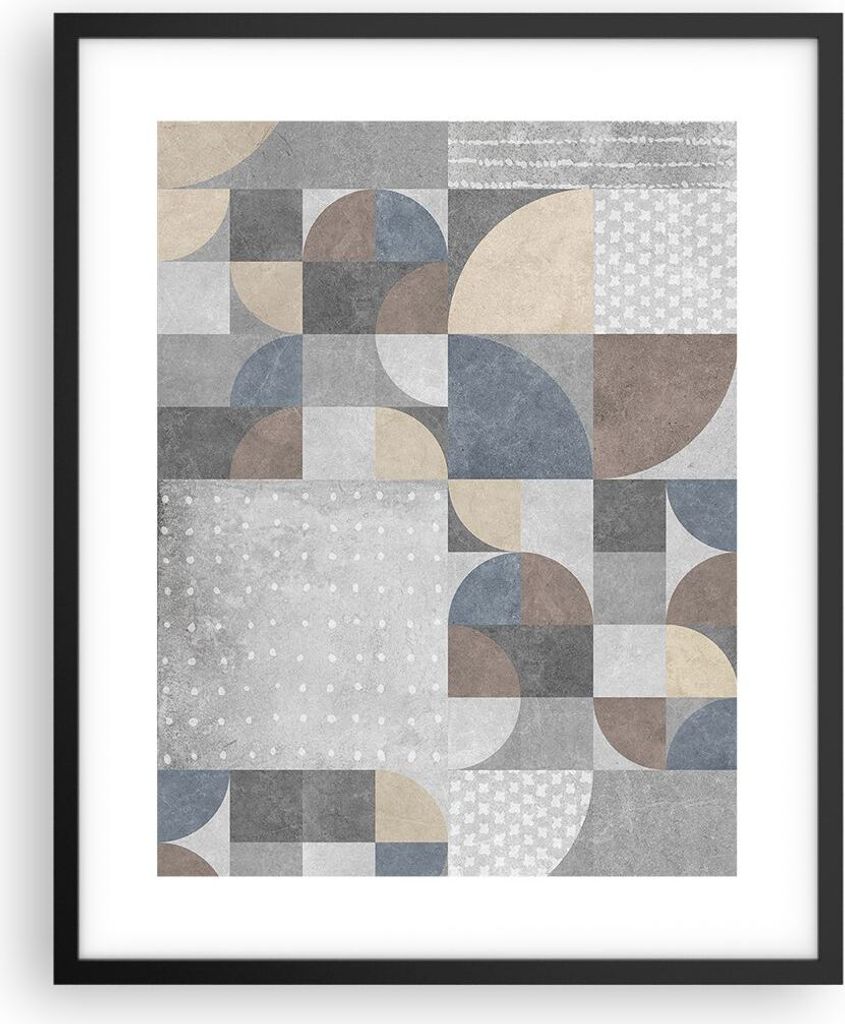 Gerahmtes Poster - Schwarzer Rahmen - Geometrie Kunst Stein - 40x50 cm - Wand Bild - Wanddeko - Wandbilder - Kunstposter - Wandposter - Bilderrahme...