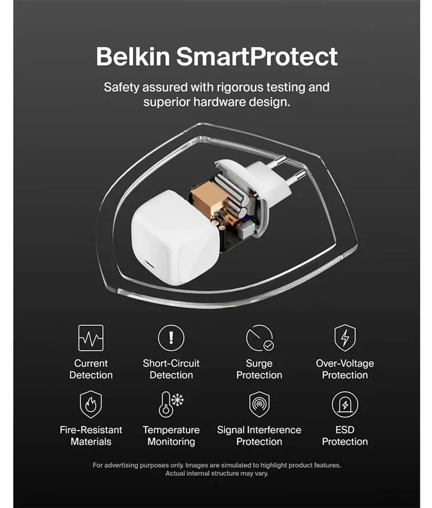 Belkin BoostCharge Bloc de Charge Mural Compact Blanc Haute Sécurité - 9