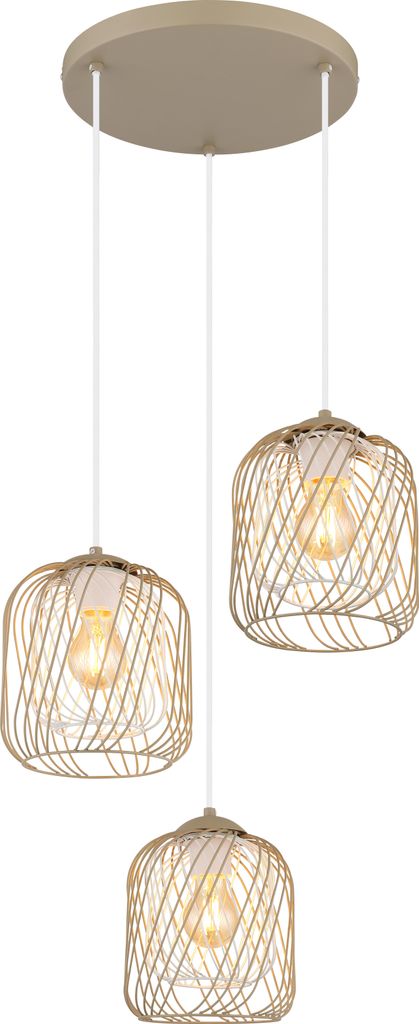 Globo Lighting|Hängeleuchte Metall sandfarben matt, 3x E27