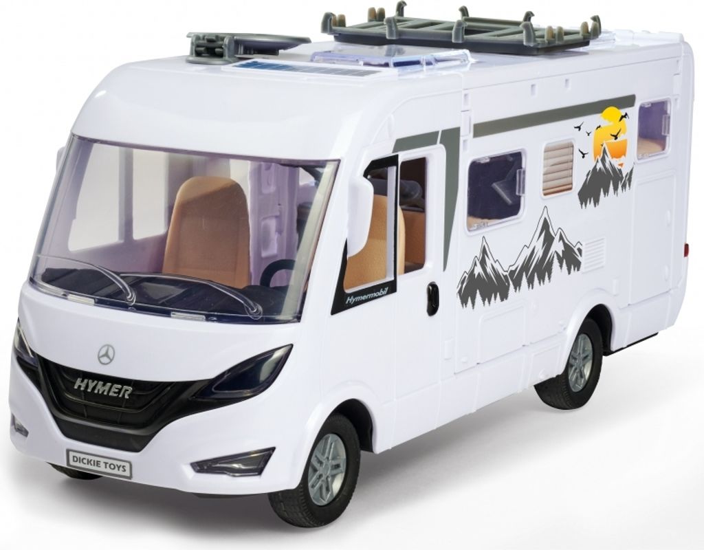 A toy camper van is shown from a three-quarter front angle against a white background.