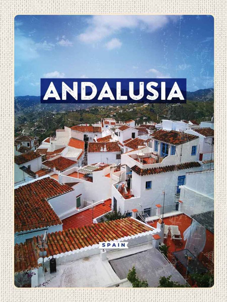 vianmo Holzschild 40x30 cm Andalusia Spain Panorama Tourismus Bildmotiv Reisemotiv Abenteuer Reisen