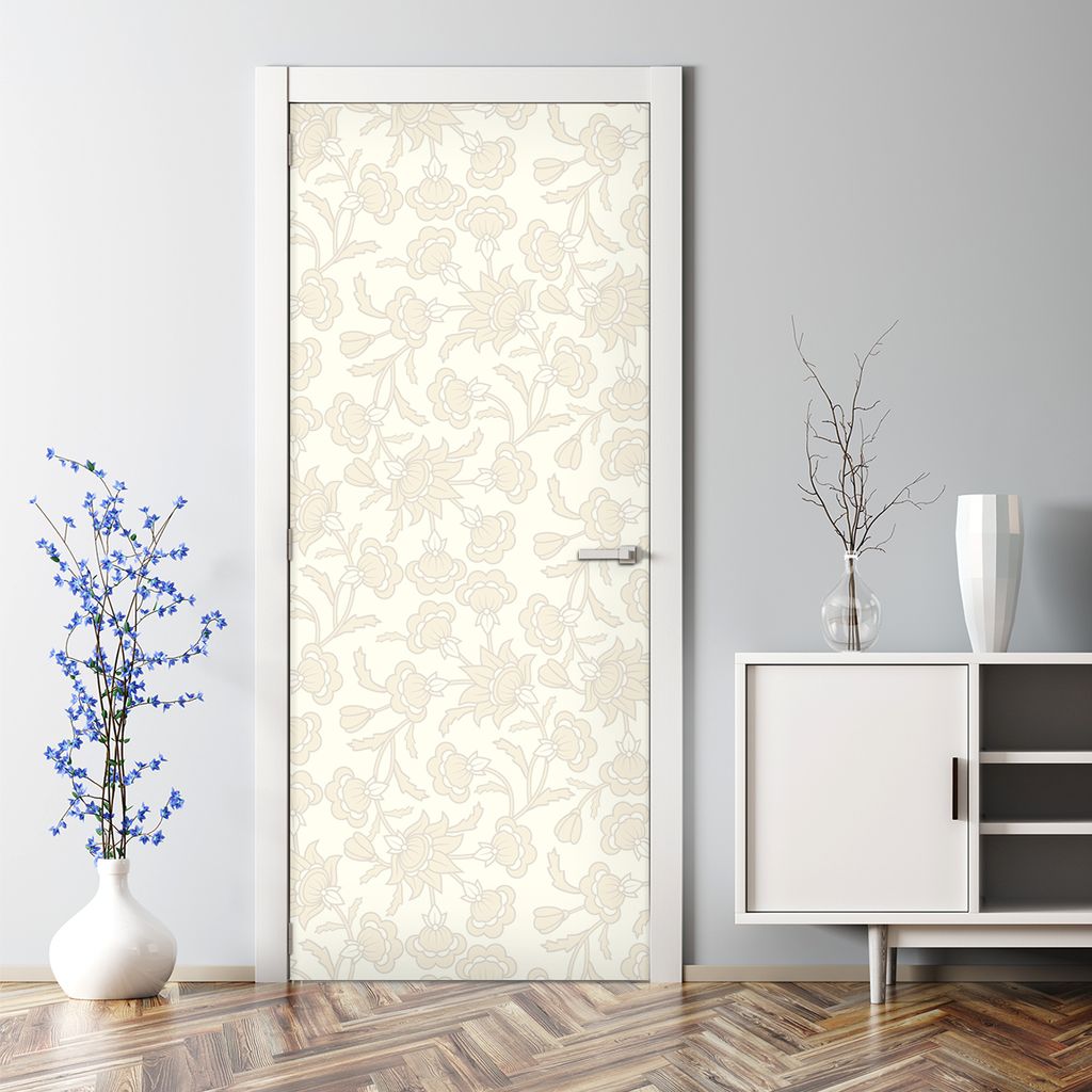Dekorative Türposter selbstklebend Klebefolie Wandaufkleber Türaufkleber Blumen braun grau 85 x 200 cm