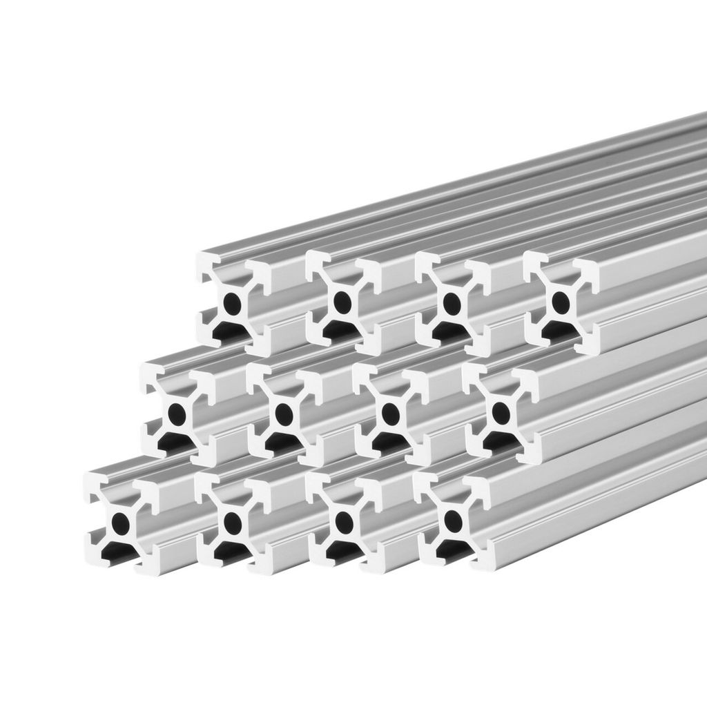 Konstruktionsprofil 20x20mm im Zuschnitt, Nut 6, Typ-I, 1-2 Meter, Systemprofil, Montageprofil, Vierkantprofil, Alu Profil (12, SILBER ELOXIERT, 20...