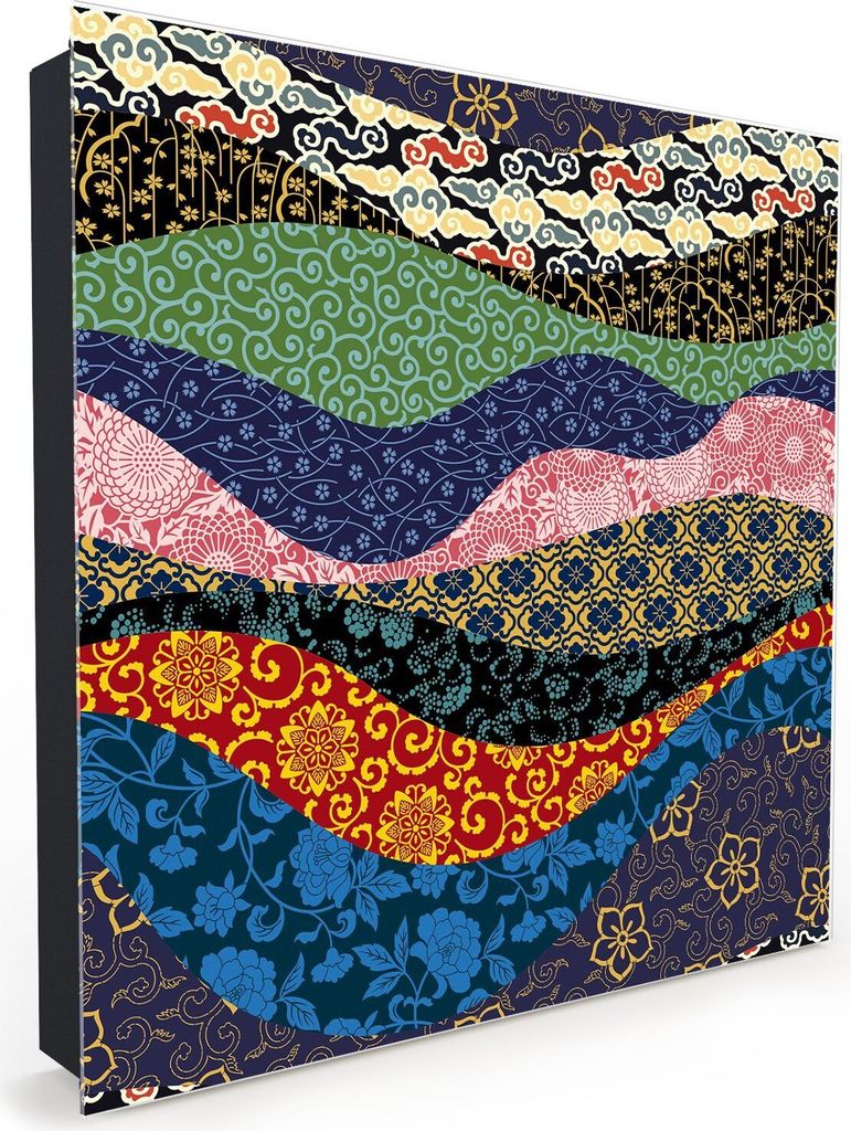 Nachbildung-Schlüsselkasten, Magnetpinnwand und Memoboard mit Glasfront Motiv Patchwork Muster