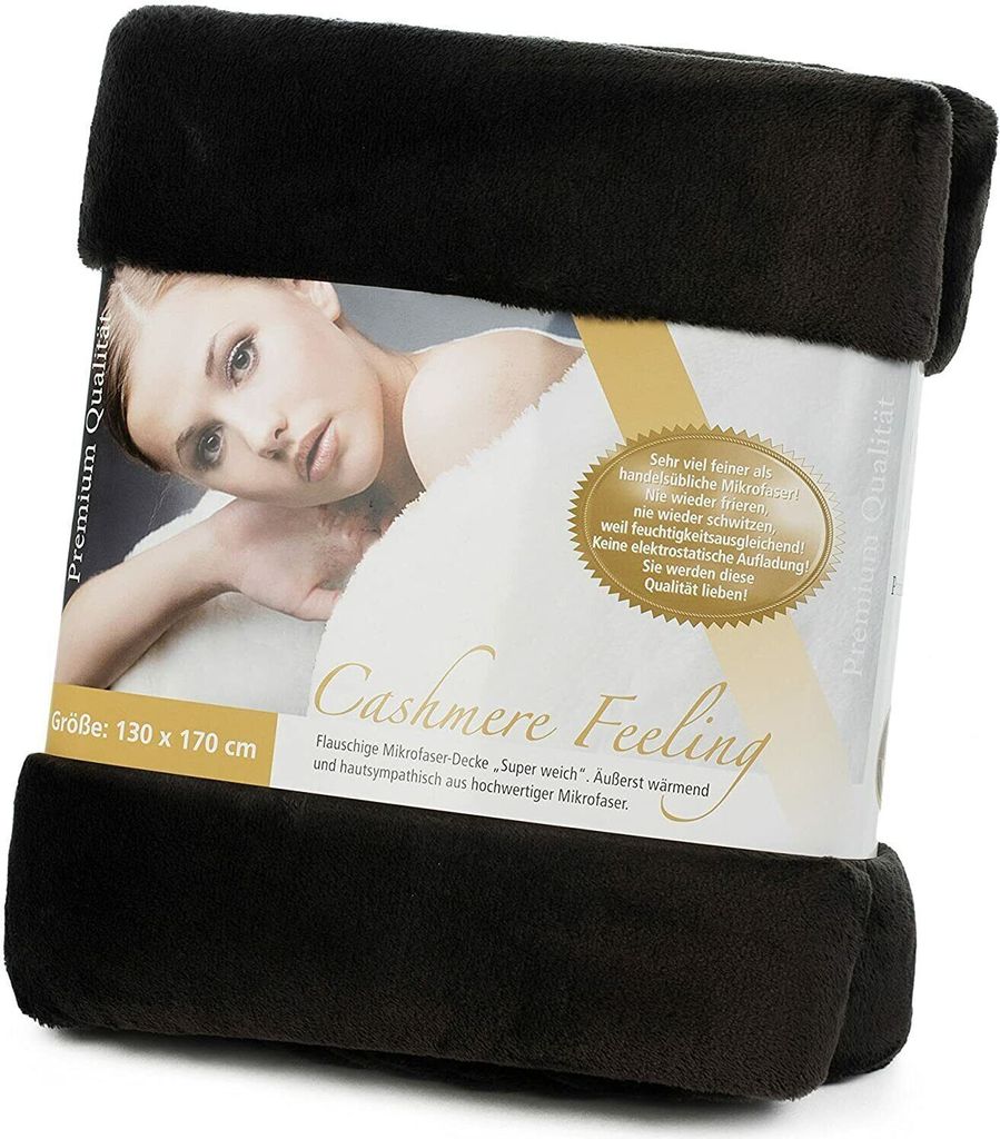 Gözze Premium Cashmere-Feeling Decke schwarz 130x170 cm Produktbild 