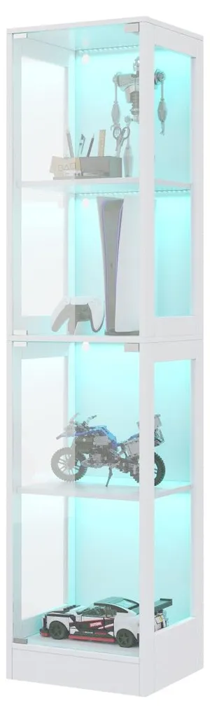 Meuble vitrine de collection avec éclairage LED connecté et 4 étagères - 4