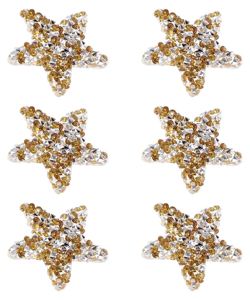 10 Stück Strass Aufkleber Pentagramm aus Kunstharz mit Heißschmelzkleber, 3 cm, hitzebeständig, selbstgemachte Textilaufkleber für Kleidung und...