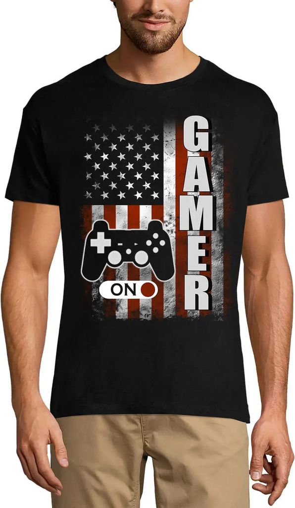 Herren Grafik T-Shirt Gamer-Modus auf us-Flagge patriotisch - Gaming – Gamer Mode On Us Flag Patriotic - Gaming – Öko-Verantwortlich Vintage J...