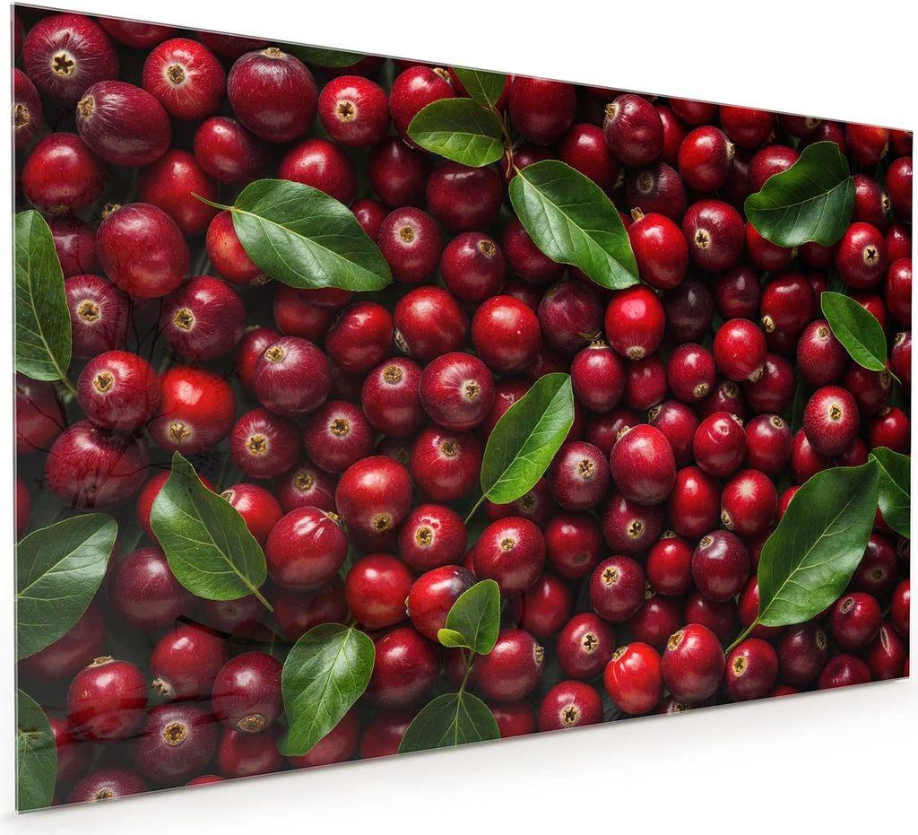 Küchenrückwand Spritzschutz Glas mit Motiv Frische Preiselbeeren 40 x 40 cm