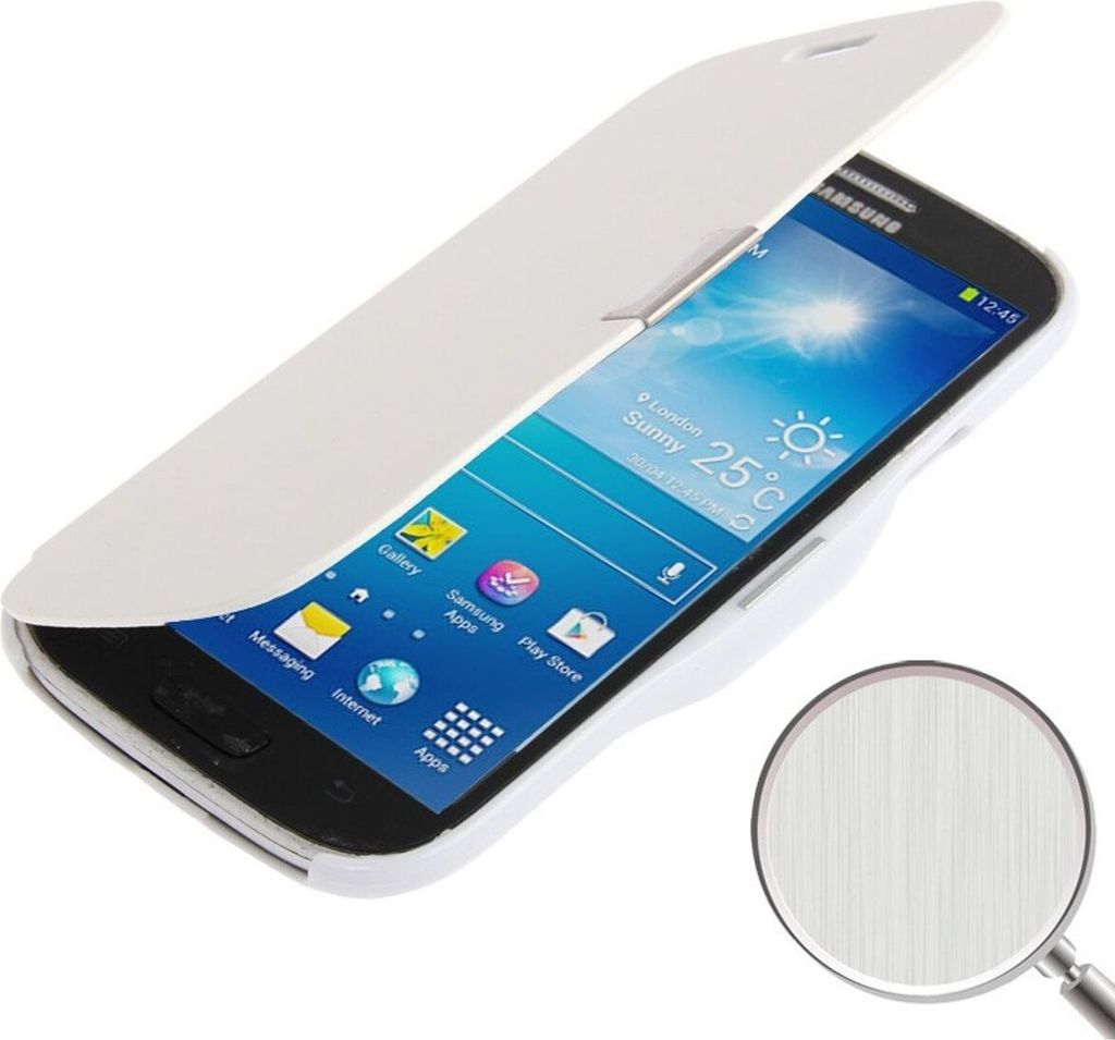 Handyhülle Tasche für Samsung Galaxy S4 mini i9190 weiß gebürstet