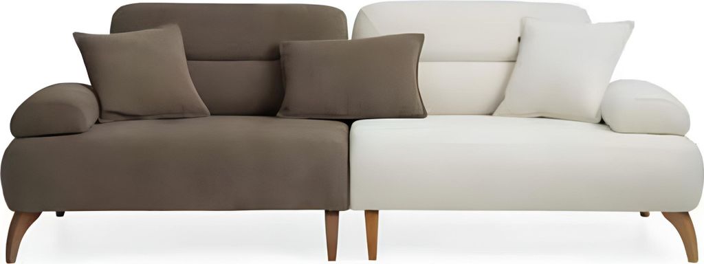 Braun-Weißer 3-Sitzer Wohnzimmer Textilsofa Edle Polstercouch Sofas