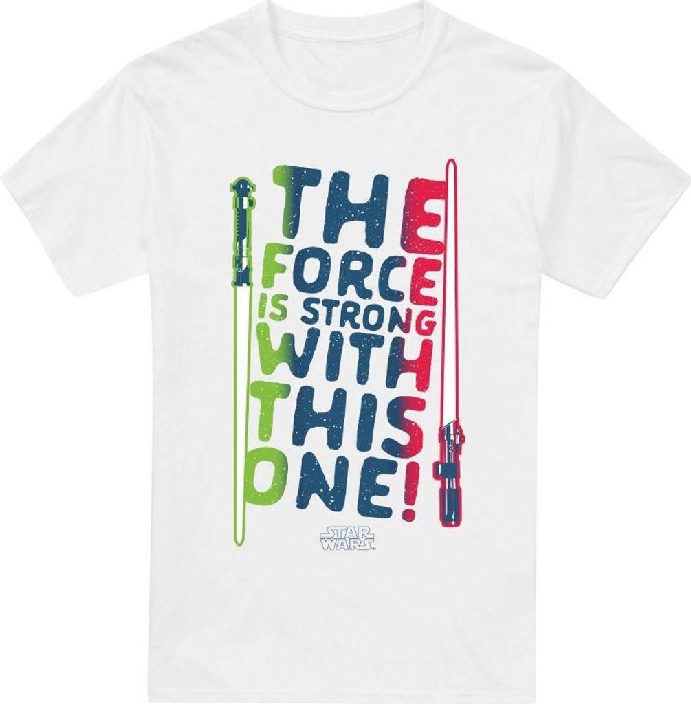 Star Wars - "Force Is Strong" T-Shirt für Herren TV3940 (XL) (Weiß)