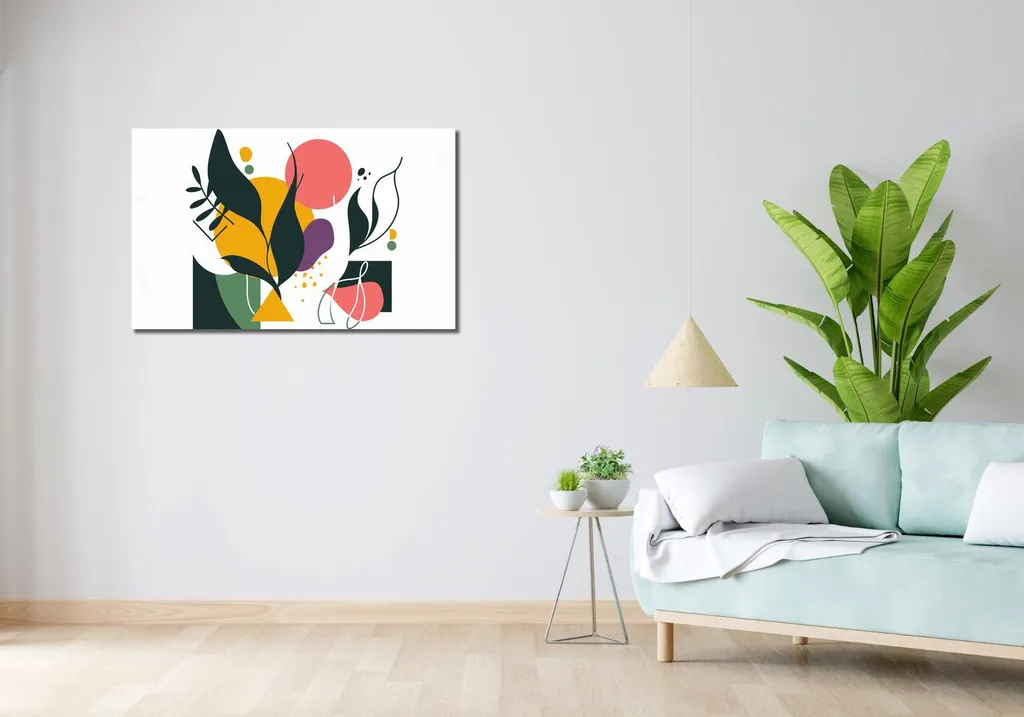Image 100 x 60 cm Abstraction botanique colorée - Tableau Déco Murale - 2