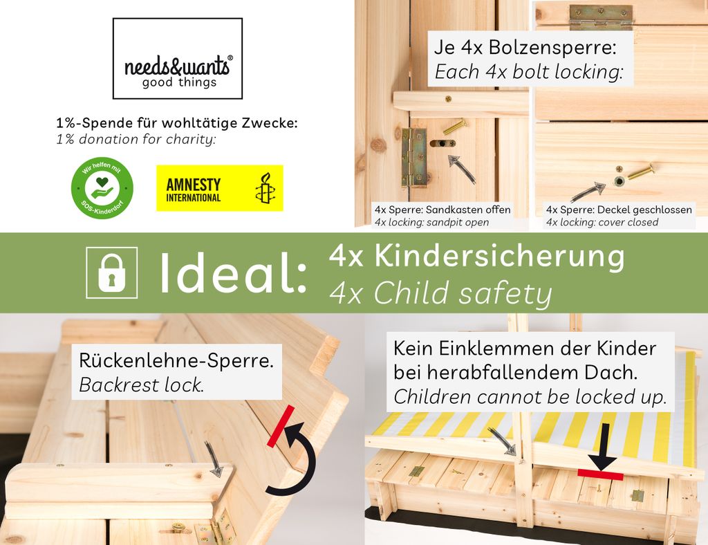 needs&wants® Pieskovisko s krytom strešný kryt lavička a Obrázok produktu 2