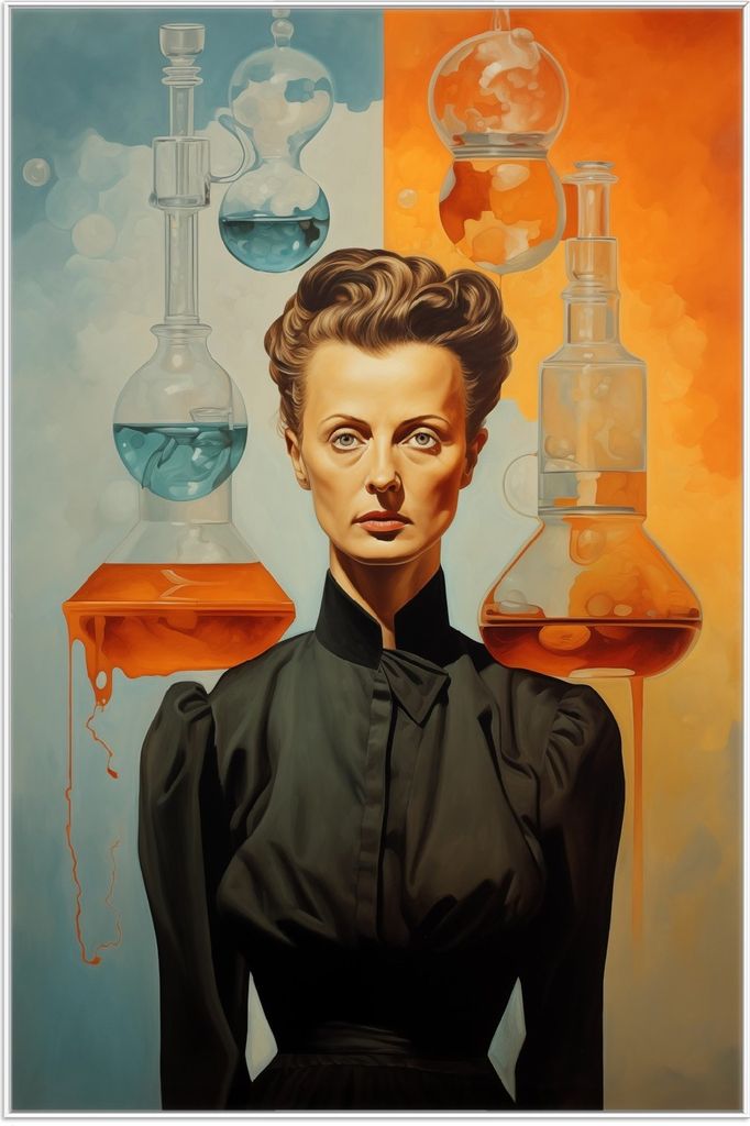 Wallario Wandbild Visionäre Chemikerin, Größe: 61 x 91,50 cm, Poster mit weißem Aluminiumrahmen