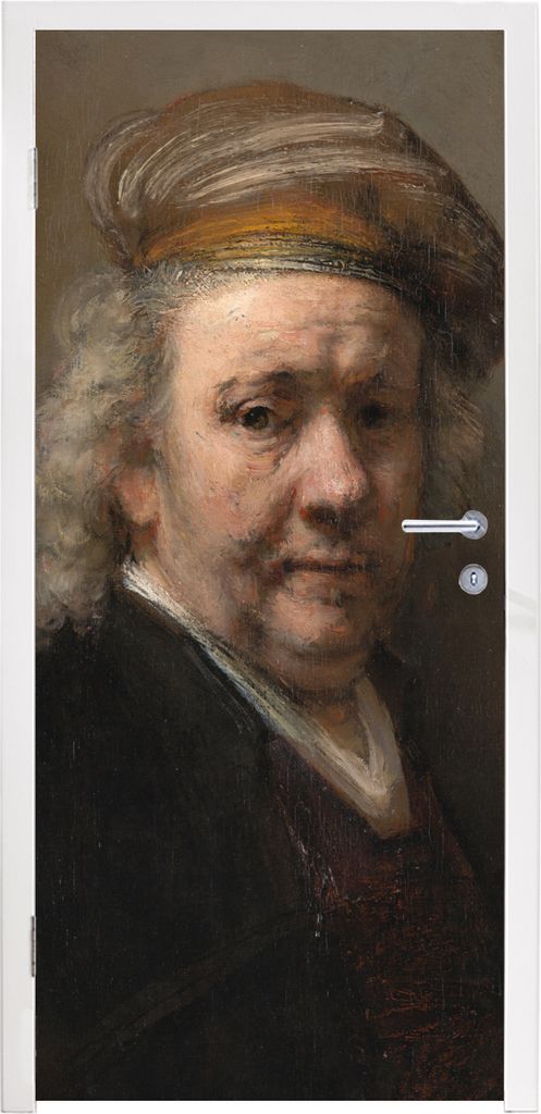 MuchoWow Türtapete Selbstklebende Türfolie Selbstbildnis - Gemälde von Rembrandt van Rijn 75x205 cm Türposter Türaufkleber Klebefolie Türkl...