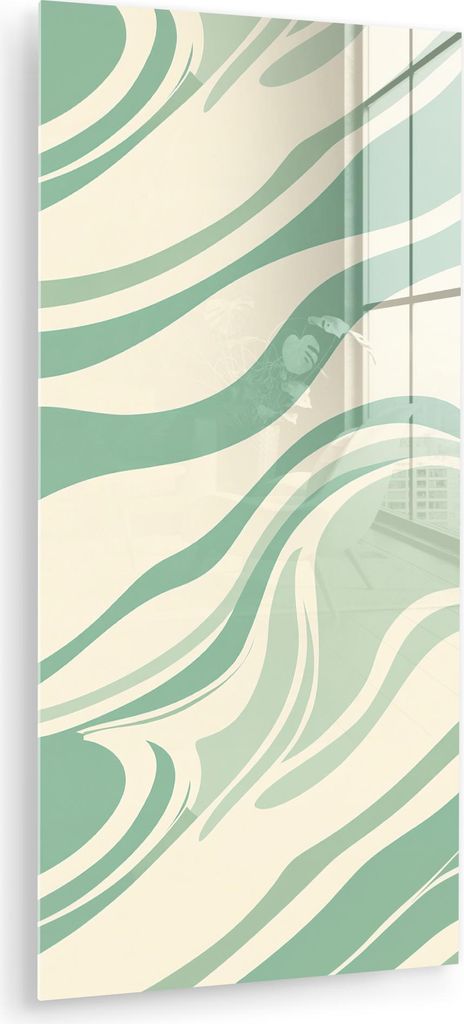 MuchoWow Glasbilder - Bilder auf Wandbild - Foto auf Glas Organische Linien - Mintgrün - Marmor 60x120 cm Wanddekoration aus Glas - Acrylglasbild ...