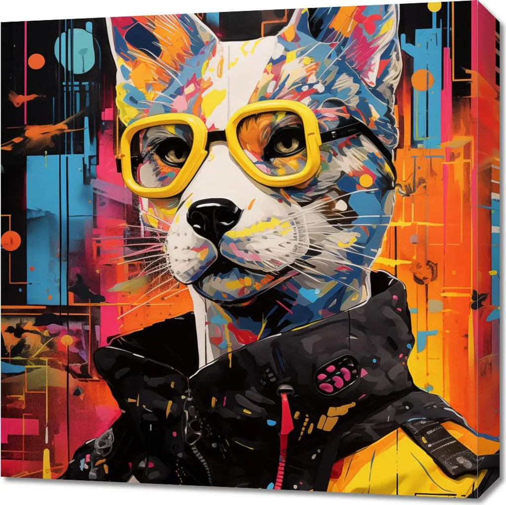Quadro Gatto Graffiti 60x60 - Tela Arredo Urbano Industriale