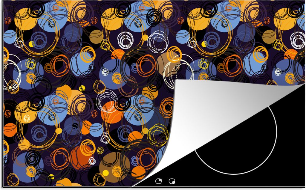 KitchenYeah Herdabdeckplatte Muster - Abstrakt - Ringe , 90x52cm, Küche Deko, Glaskeramikkochfeld Herdabdeckung, Abdeckplatte fùr Kochfeld