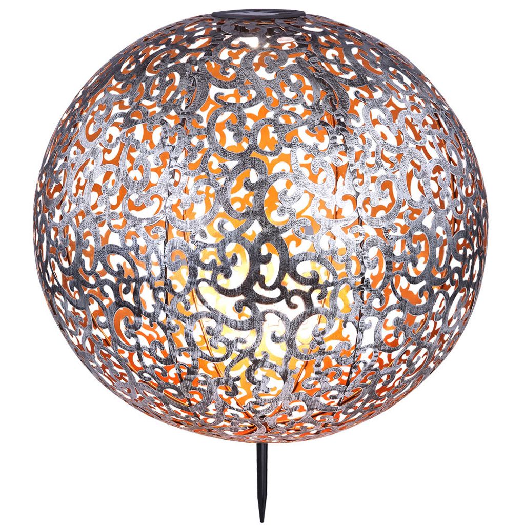 LED Solar-Stecklampe, Kugel, silber, 40 cm