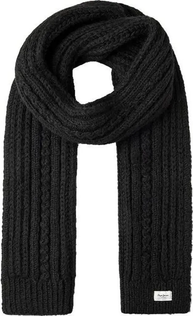 Écharpe d'Hiver Noire Pepe Jeans Francis pour Femme en Maille Douce