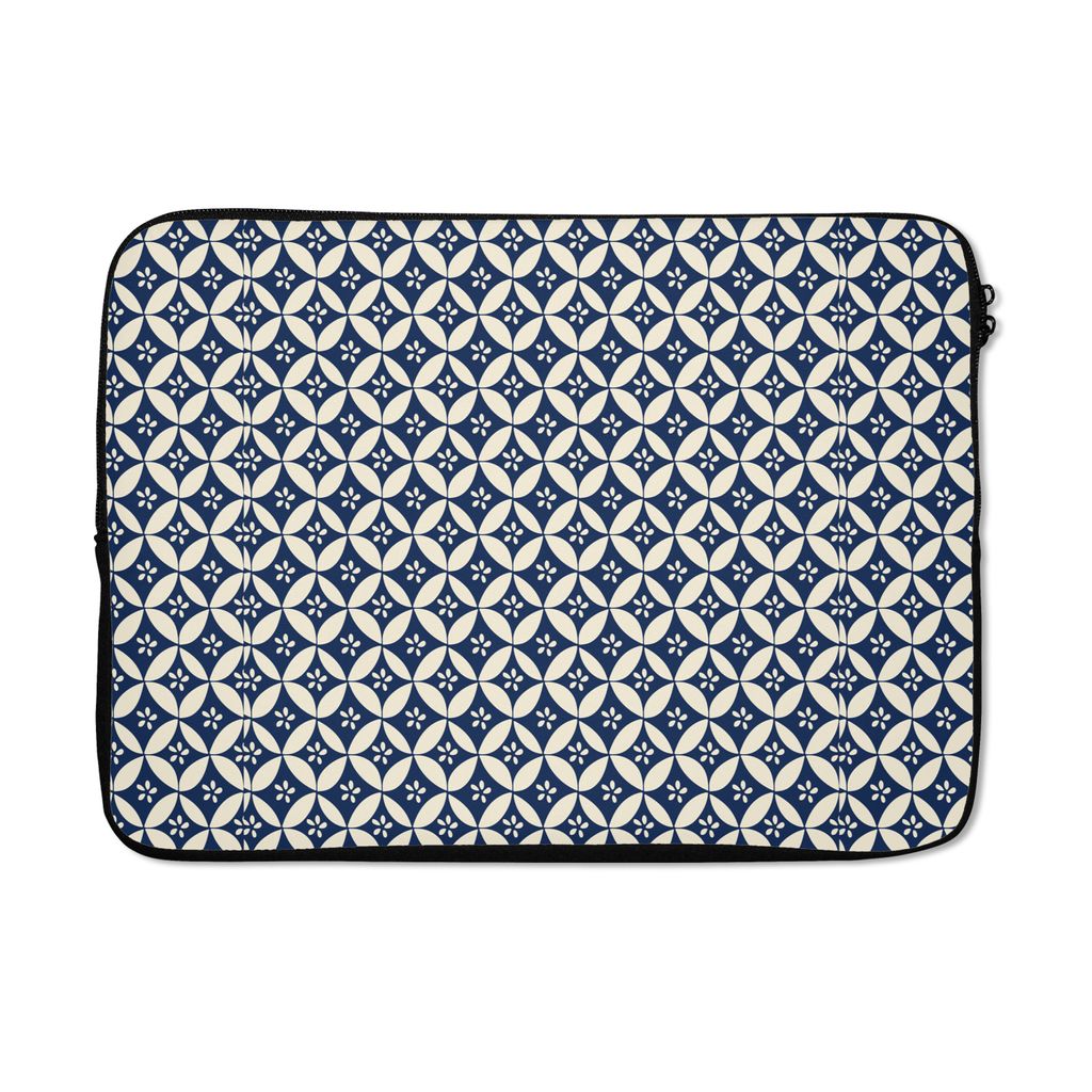MuchoWow Laptop Hülle 13 Zoll Japan - Muster - Blau Laptoptasche - Laptophülle - Sleeve - Rundumschutz