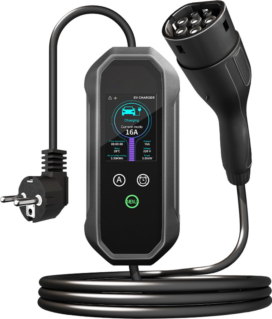 INF EV-Ladegerät, T1C EU-Stecker 16A 3,5KW mit Kontrollleuchte, 5 Meter