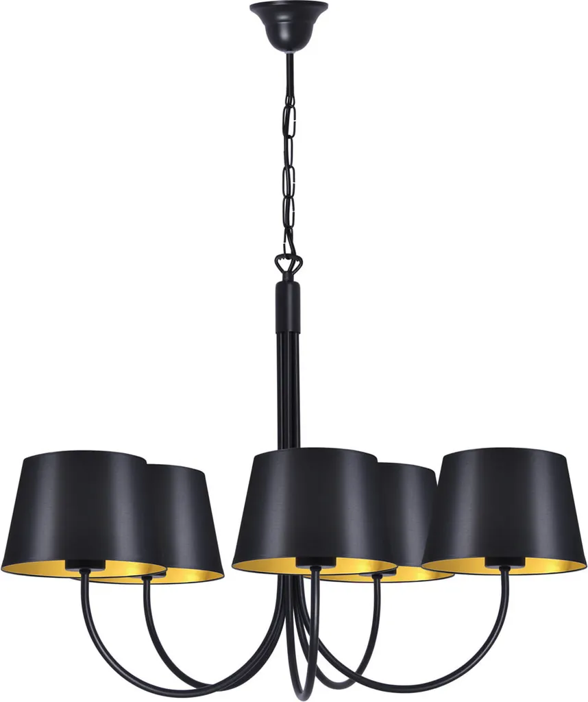 Lustre SASTO Noir et Doré Kaja - Luminaire Métal 5 x E27 - 85x70x70 cm