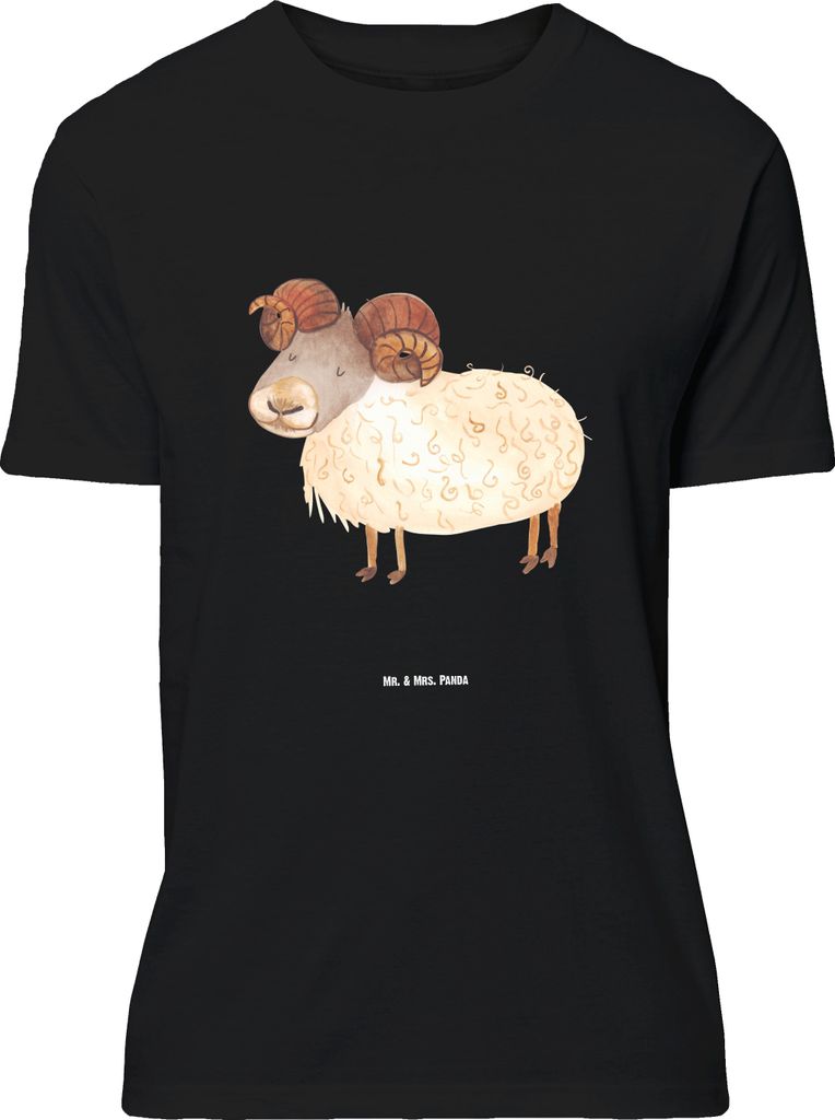 Mr. & Mrs. Panda Größe L T-Shirt Sternzeichen Widder - Schwarz - Geschenk, Schafbock, mit Spruch, Shirt, Geburtstag April, Bock, März, Tshirt