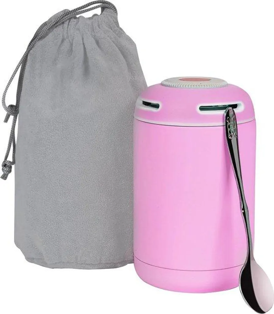 Contenant Isotherme Rouge 500ml avec Cuillère Intégrée en Inox 304