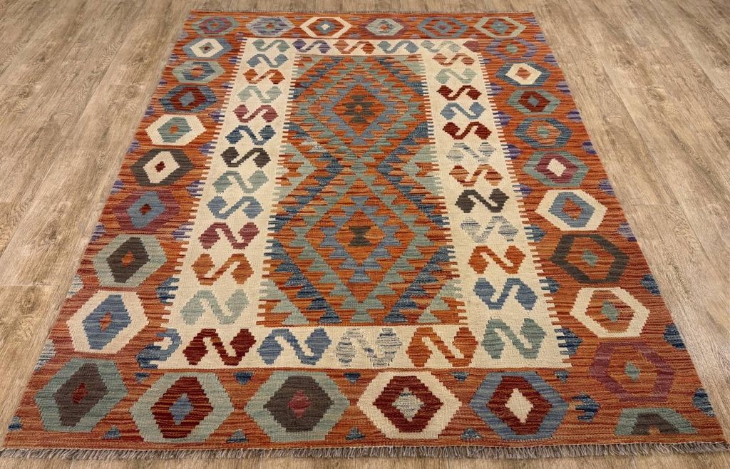 Teppich KELIM ORIGINAL | Farbe: Multi; Größe: 155x207 cm | strapazierfähig und leicht zu reinigen | Wohnzimmer | Schlafzimmer
