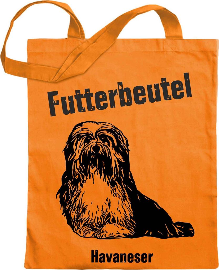 Kiwistar Futterbeutel - Havaneser - Einkaufsbeutel mit Motiv Hund - Jutebeutel bedruckt - Tragetasche Stoffbeutel Umhängetasche Langer Henkel - Be...