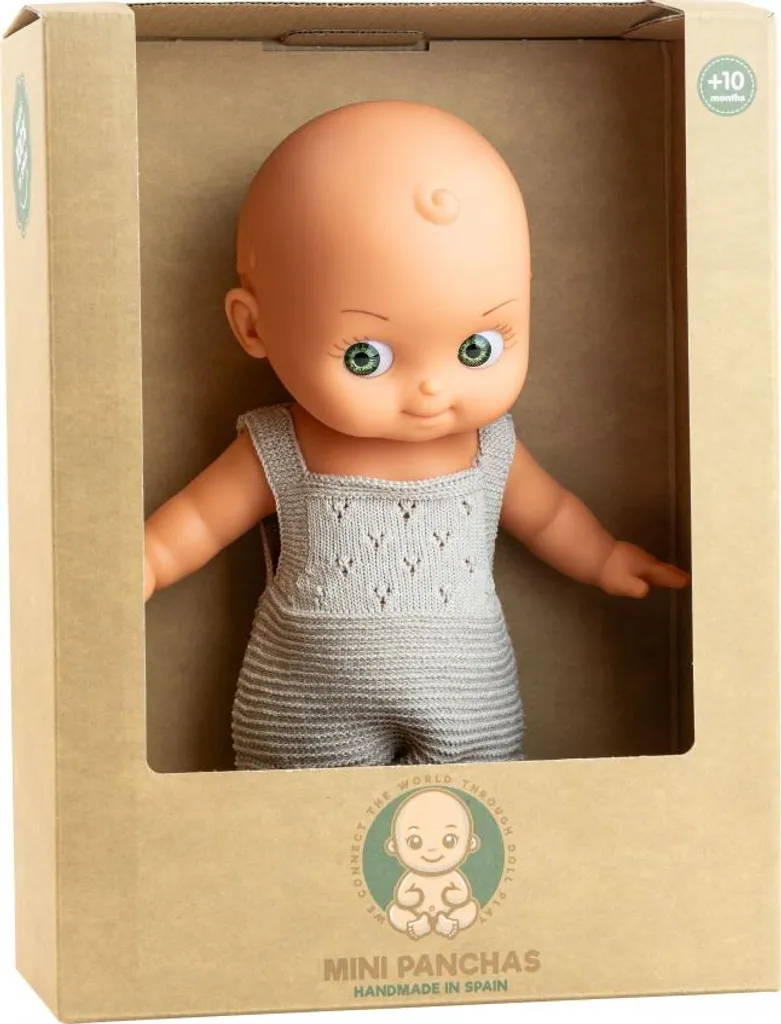 Petite poupée à collectionner Mini Pancha yeux verts tenue grise 21 cm