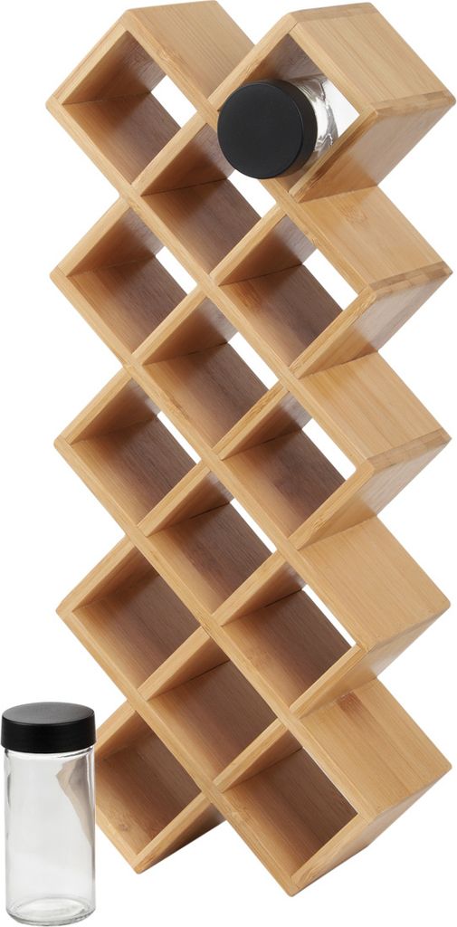 Gewürzregal Küchenregal Gewürzständer BAMBOU Holz 42x17cm Produktbild 2