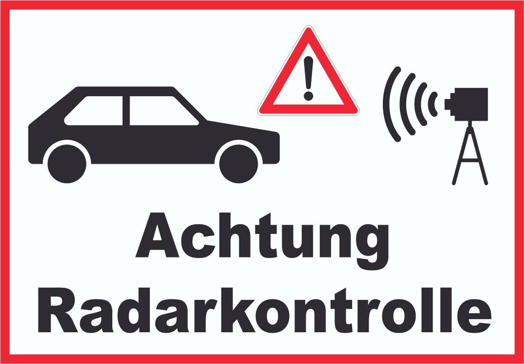 Achtung Auto und Kamera Schild A0 Rückseite selbstklebend