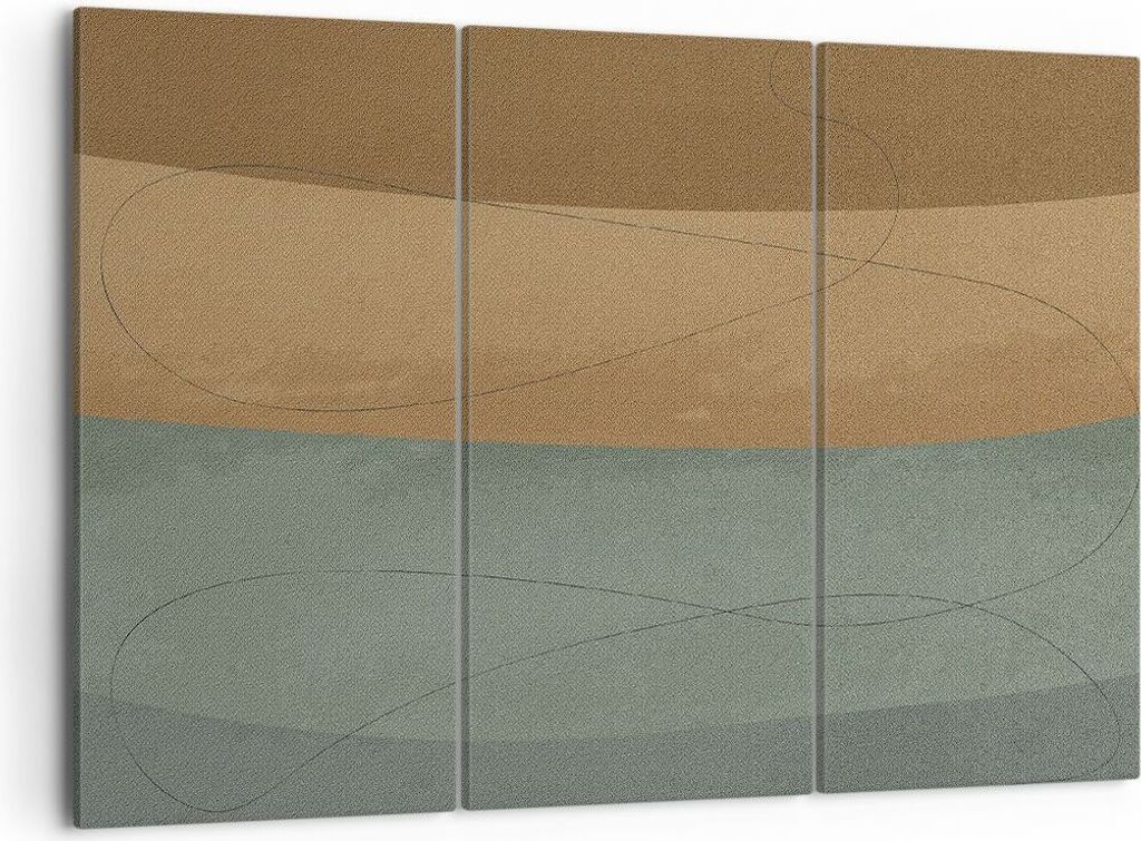 Bild auf Leinwand - Leinwandbild - 3 Teile - Abstraktion Gold Grün - 105x70cm - Wand Bild - Wanddeko - Wandbilder - Leinwanddruck - Bilder - Wandd...