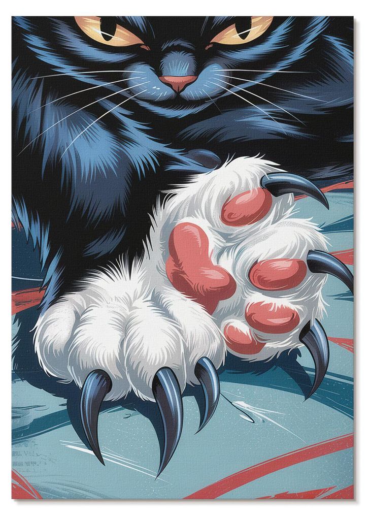POSTER - 42x59 cm (A2) - Velini - Katze mit Krallen, leuchtende Farben, intensive Dynamik - Wandbild für Wohnzimmer Schlafzimmer & Flur, Modernes ...